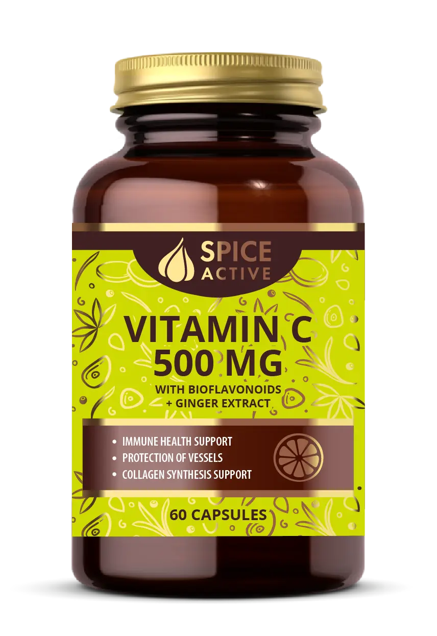 ВИТАМИН С 500 Спайс Актив (Spice Active) Биофлавоноиды/имбирь капс. 0.76г N60 (Фарминтегро, РФ)