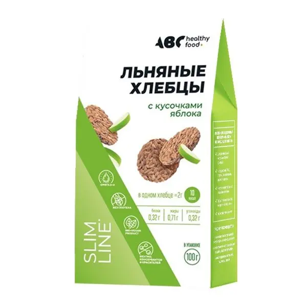 ХЛЕБЦЫ льняные 100г Яблоко (Олеос, РФ)