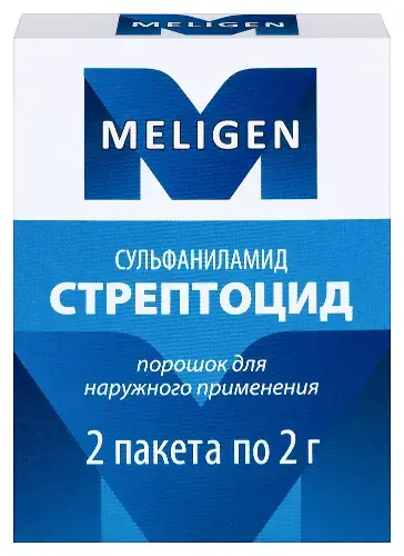 СТРЕПТОЦИД пор. д/наружн. прим. (пак.) 2г N2 (Мелиген, РФ)