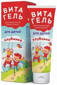 ВИТАГЕЛЬ Витаминный комплекс д/дет 3+ гель 100г N1 Клубника (МИРРОЛЛА, РФ)