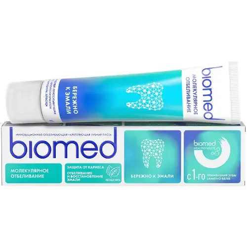 БИОМЕД Healthy white зубная паста снижение чувствительности/отбеливание/восстановление эмали 65г Лесная мята (Органик Фармасьютикалз, РФ)