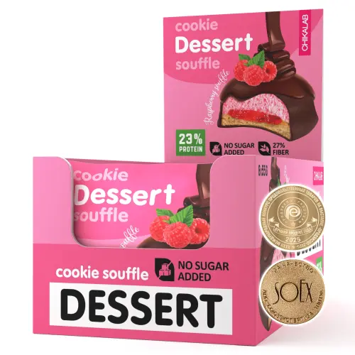 БОМББАР (BOMBBAR) Chikalab печенье протеиновое с суфле глазированное 55г N1 Малиновый десерт (Фитнес Фуд, РФ)