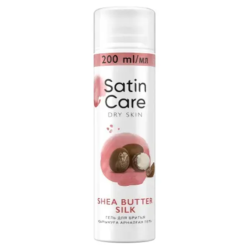 ЖИЛЛЕТТ Satin Care гель д/бритья д/сухой кожи Shea Butter Silk 200мл (Жиллетт Ю К Лтд, ВЕЛИКОБРИТАНИЯ)