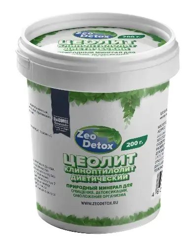 ЦЕОЛИТ-КЛИНОПТИЛОЛИТ Zeodetox Природный пор. 200г N1 (Кастом упаковка ООО, РФ)