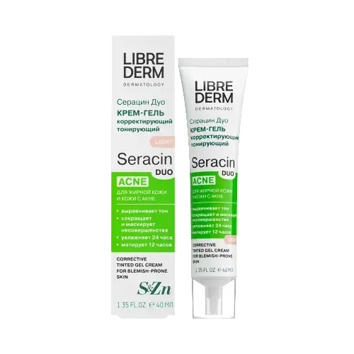 ЛИБРИДЕРМ Серацин крем-гель коррект/тонир Дуо 40мл Светло-бежевый (Биофармлаб, РФ)
