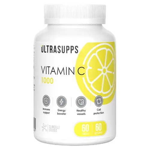 ВИТАМИН С Ультрасаппс табл. 1.26г N60 (Ультра Энерджи Сапплементс Трэйдинг, ОАЭ)