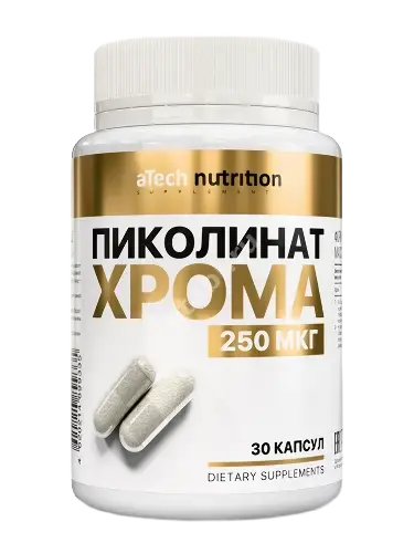 ПИКОЛИНАТ ХРОМА Атеч Нутритион (aTech Nutrition) капс. (банк.) 0.45г N30 (Арсенал Атлета, РФ)