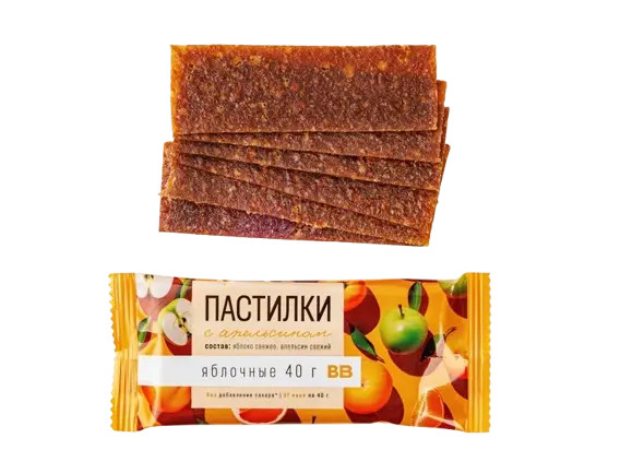 ВКУСВИЛЛ пастилки яблочные с апельсином 40г (Фрут Фуд, АРМЕНИЯ)