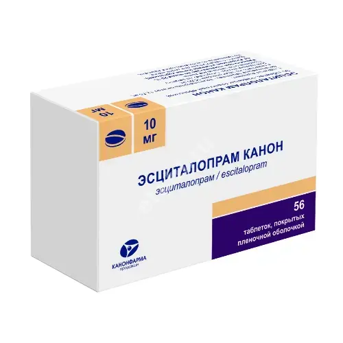 ЭСЦИТАЛОПРАМ табл. п.п.о. 10мг N56 (КАНОНФАРМА, РФ)