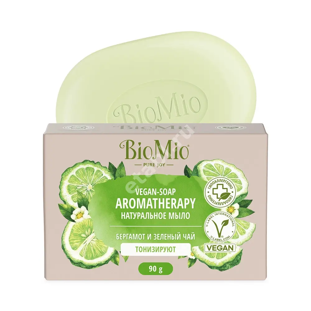 БИОМИО (BIOMIO) мыло 90г Зеленый чай/Бергамот (СПЛАТ, РФ)