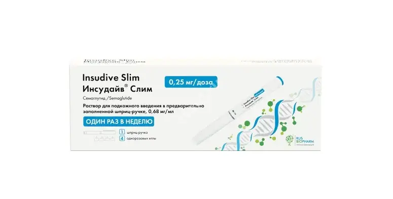 ИНСУДАЙВ СЛИМ р-р для п/к введ. (шприц-ручка) 0.25мг/доза - 1.5мл N1 + 4иглы (ПСК Фарма, РФ)