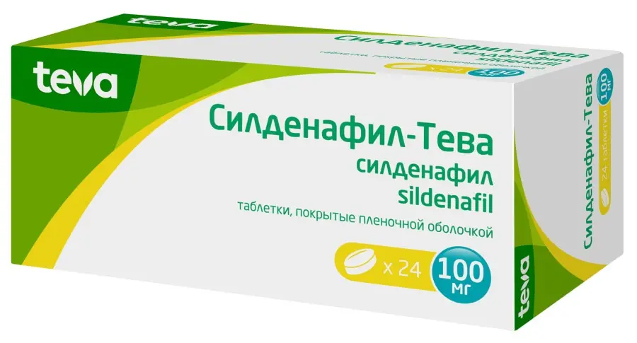 СИЛДЕНАФИЛ табл. п.п.о. 100мг N24 (ТЕВА, МАЛЬТА)