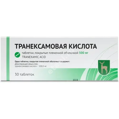 ТРАНЕКСАМОВАЯ КИСЛОТА табл. п.п.о. 500мг N30 (Московский эндокринный завод ФГУП, РФ)