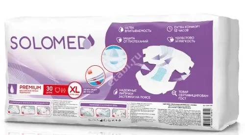 СОЛОМЕД Премиум подгузники д/взрослых р.XL N30 (Фламинго ООО, РФ)