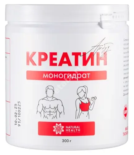 КРЕАТИН МОНОГИДРАТ Natural Health пор. (банк.) 300г N1 Арбуз (Натуральное Здоровье, РФ)