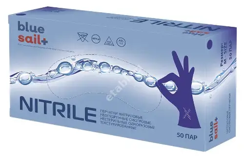 ПЕРЧАТКИ МЕДИЦИНСКИЕ нестер. нитрил. р.L (50пар) N100 (Блю Сэйл Медикал, КИТАЙ)