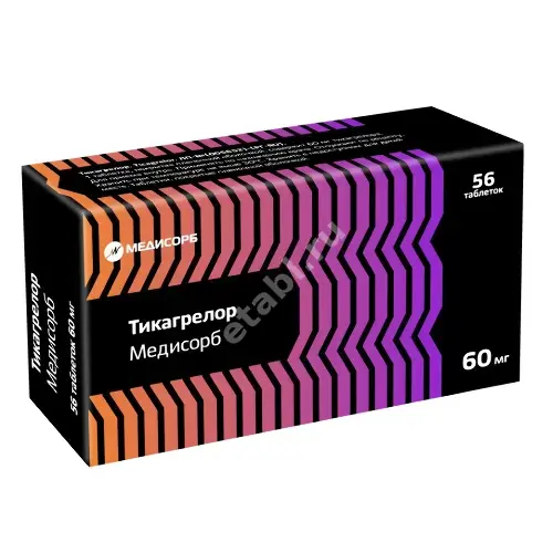 ТИКАГРЕЛОР табл. п.п.о. 60мг N56 (ОЗОН, РФ)
