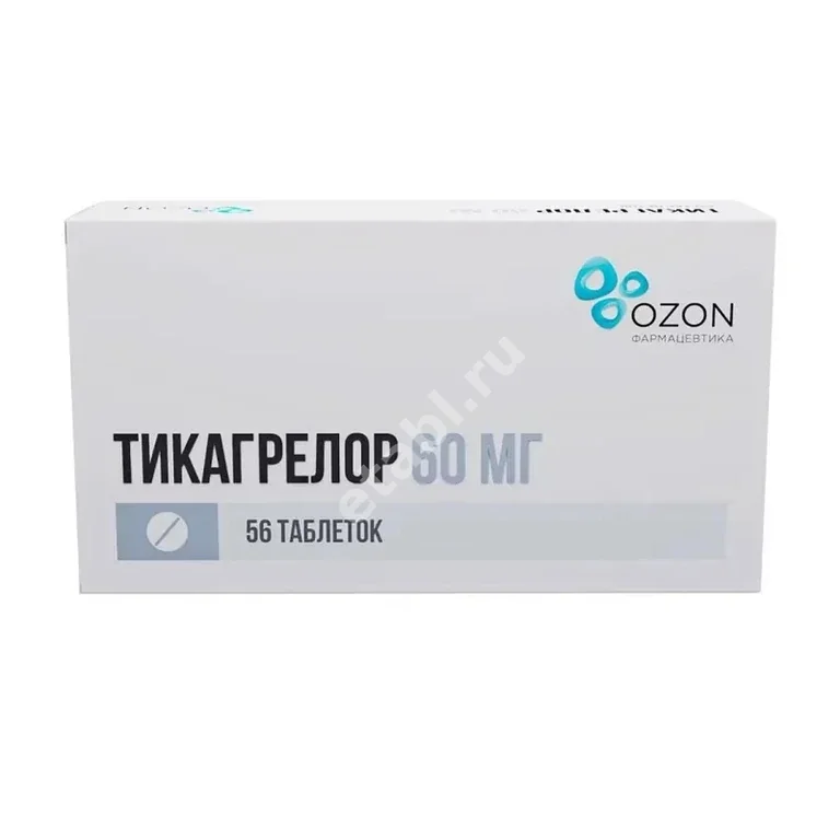 ТИКАГРЕЛОР табл. п.п.о. 60мг N56 (ОЗОН, РФ)