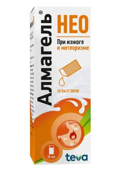 АЛМАГЕЛЬ НЕО сусп. внутр. (пак.) 10мл N10 (ТЕВА, БОЛГАРИЯ)