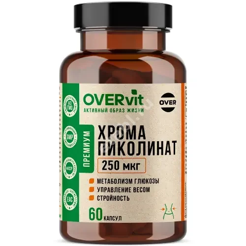 ХРОМА ПИКОЛИНАТ Овервит (Overvit) капс. (банк.) 0.37г N60 (Овер Фарма , РФ)