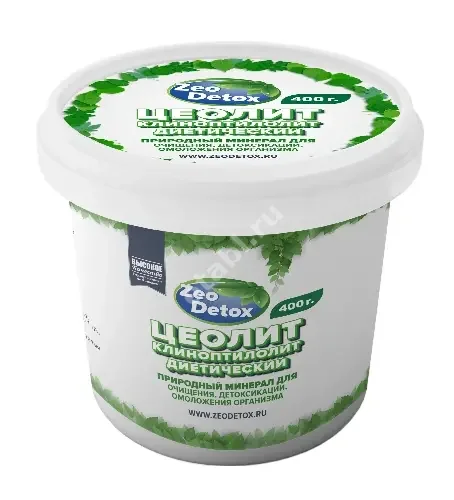 ЦЕОЛИТ-КЛИНОПТИЛОЛИТ Zeodetox Природный пор. 400г N1 (Кастом упаковка ООО, РФ)