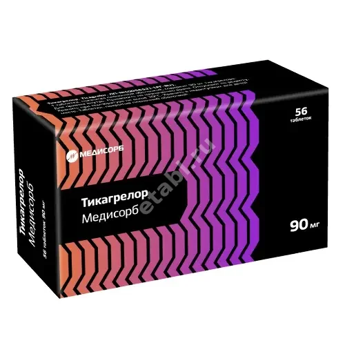 ТИКАГРЕЛОР табл. п.п.о. 90мг N56 (Медисорб, РФ)