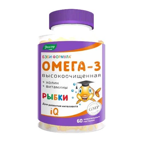 БЭБИ ФОРМУЛА Рыбки Омега-3 пастилки жев. 4г N60 (ЮПЕКО, РФ)
