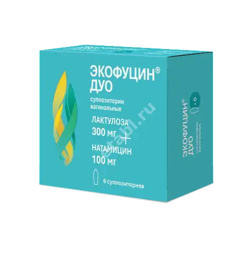 ЭКОФУЦИН ДУО супп. ваг. 300мг+100мг N6 (АВВА, РФ)