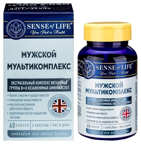 МУЛЬТИ КОМПЛЕКС Sense of life для мужчин капс. (банк.) 0.597г N60 (Квантум Солюшнс Груп, ВЕЛИКОБРИТАНИЯ)