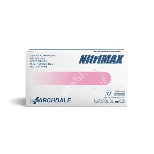 ПЕРЧАТКИ МЕДИЦИНСКИЕ нестер. нитрил. р.L (50пар) N100 (Топ Глов, МАЛАЙЗИЯ)