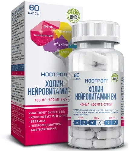 НООТРОП ХОЛИН Нейровитамин В4 капс. 0.73г N60 (Вис, РФ)