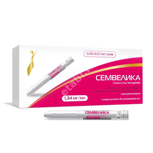 СЕМВЕЛИКА р-р для п/к введ. (шприц-ручка) 0.25/.0.5/.1мг/доза - 3мл N1 +10 игл (Нанофарма Девелопмент, РФ)