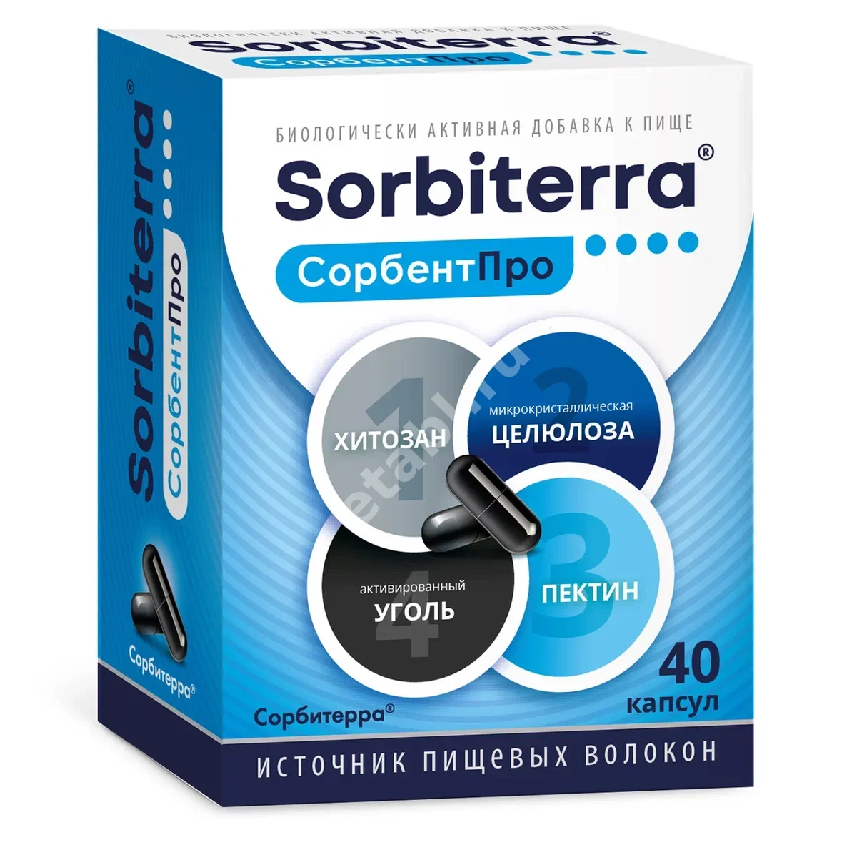 СОРБИТЕРРА Сорбент Про капс. N40 (Лайф Фарм, РФ)