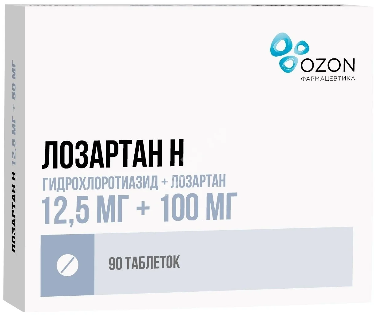 ЛОЗАРТАН Н табл. п.п.о. 12.5мг+100мг N90 (ОЗОН, РФ)