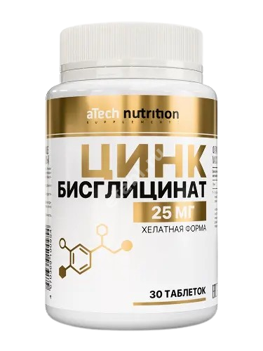 ЦИНКА БИСГЛИЦИНАТ Атеч Нутритион (aTech Nutrition) капс. (банк.) 0.4г N30 (Арсенал Атлета, РФ)