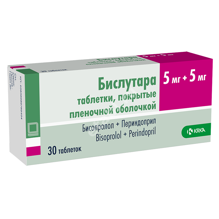 БИСЛУТАРА табл. п.п.о. 5мг+5мг N30 (КРКА, СЛОВЕНИЯ)