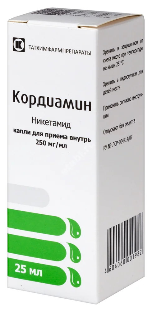 КОРДИАМИН капли внутр. (фл.) 25% - 25мл N1 (Татхимфармпрепараты, РФ)