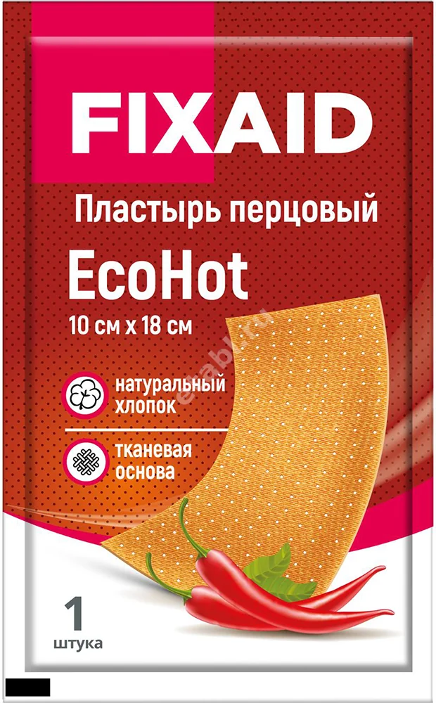 ПЛАСТЫРЬ ПЕРЦОВЫЙ Экохот перфорир 10х18см N1 (НордеПласт, ЛАТВИЯ)