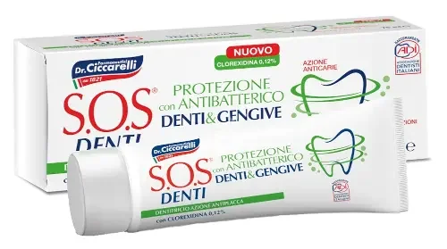 СОС ДЕНТИ (SOS DENTI) зубная паста антибакт- ная 75мл (Фармасутицы Доттор Цыккарелли с.п.а, ИТАЛИЯ)