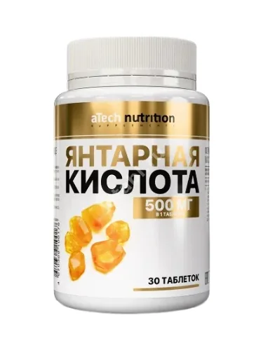 ЯНТАРНАЯ КИСЛОТА Атеч Нутритион (aTech Nutrition) табл. 500мг - 1г N30 (Арсенал Атлета, РФ)