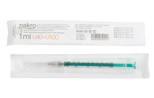 ШПРИЦ 1мл инс U-100 N20 (Пакро Полимер, ГЕРМАНИЯ)