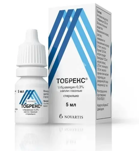 ТОБРЕКС капли глазн. (фл.-кап.) 0.3% - 5мл N1 (НОВАРТИС  ФАРМА, БЕЛЬГИЯ)