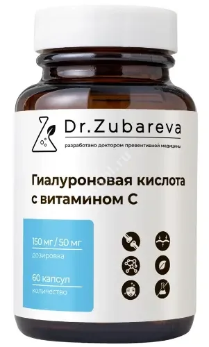 ГИАЛУРОНОВАЯ КИСЛОТА+ВИТАМИН С Др.Зубарева капс. (банк.) 0.3г N60 (Биосинергия, РФ)