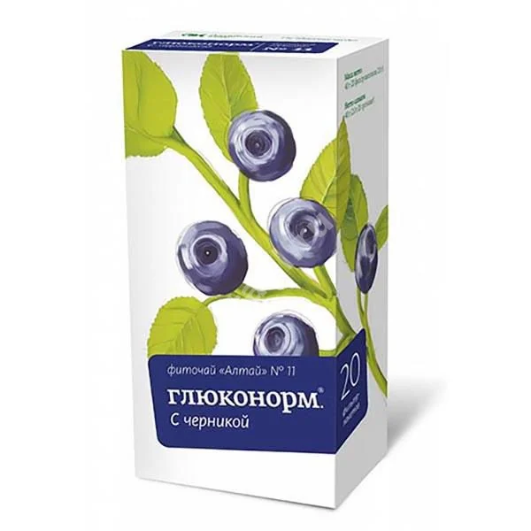 АЛТАЙ N11 Глюконорм с Черникой фиточай (фильтр-пак.) 2г N20 (Алтайский  Кедр, РФ)