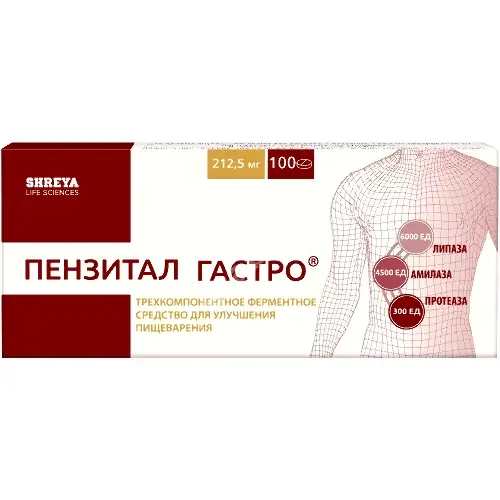 ПЕНЗИТАЛ ГАСТРО табл. кшр. п.о. N100 (Шрея Лайф Саенсиз, ИНДИЯ)