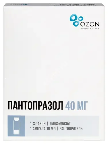 ПАНТОПРАЗОЛ лиоф. д/р-ра для в/в введ. с раств. (фл.) 40мл N1 (ОЗОН, РФ)