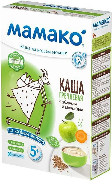 МАМАКО каша мол. гречка 200г Яблоко/Морковь (Флори д.о.о., СЕРБИЯ)