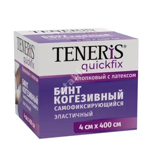 БИНТ КОГЕЗИВНЫЙ Самофиксирующийся Тенерис Quickfix Cotton 4х400см (Чжэцзян Хунъю Медикал, КИТАЙ)