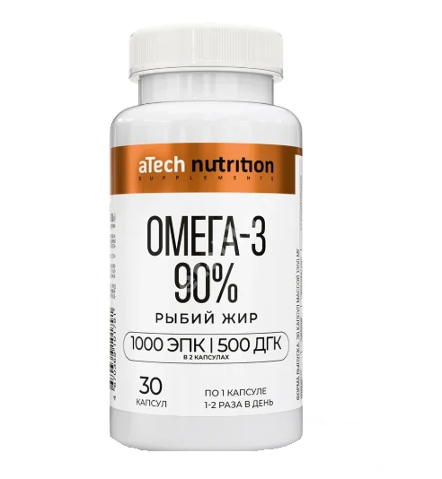 ОМЕГА-3 90% Атеч Нутритион (aTech Nutrition) капс. (банк.) 1.35г N30 (Арсенал Атлета, РФ)