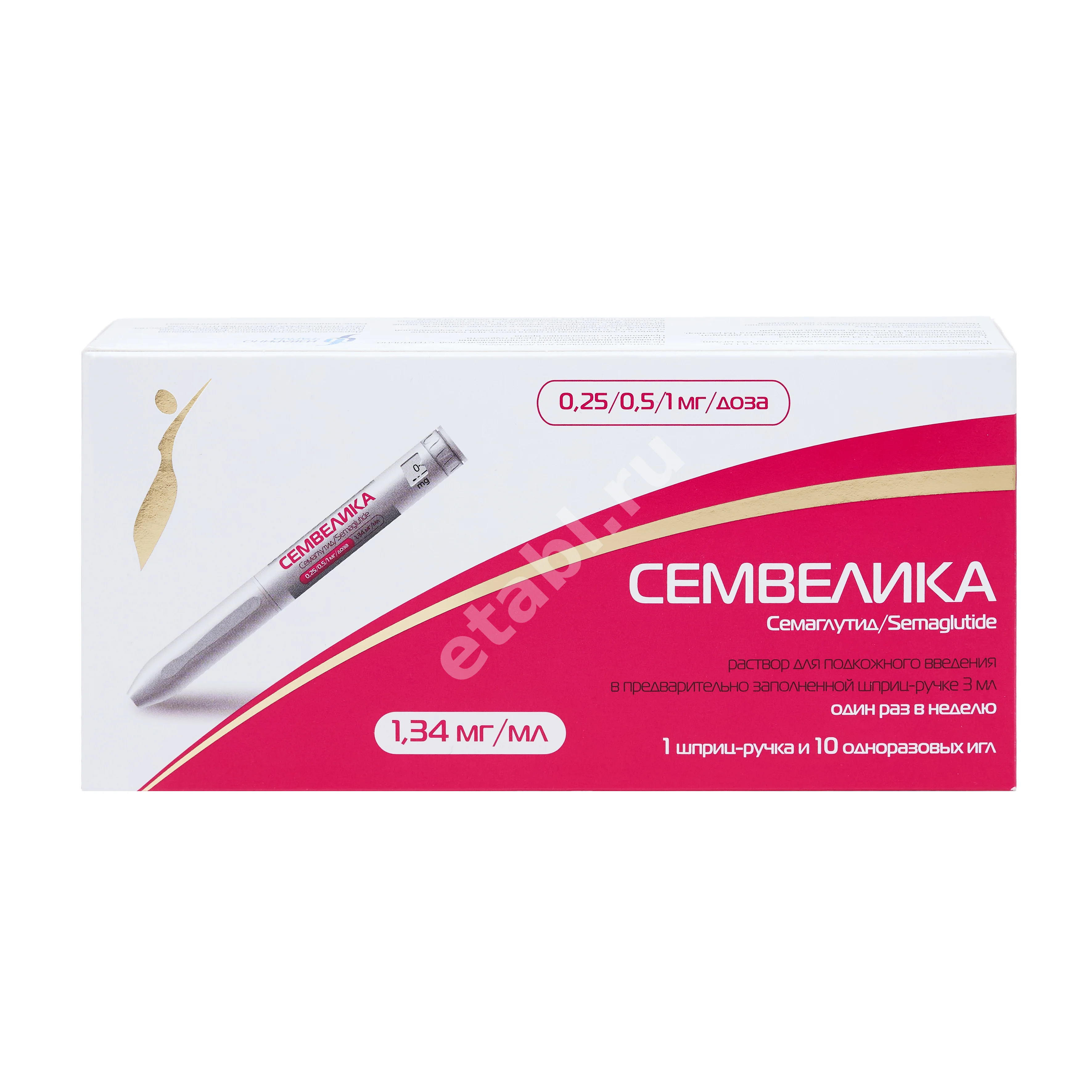 СЕМВЕЛИКА р-р для п/к введ. (шприц-ручка) 0.25/.0.5/.1мг/доза - 3мл N1 +10 игл (Изварино Фарма, РФ)